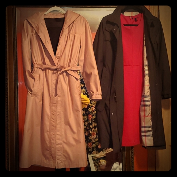 Vintage Bonders Hooded Trench Coat metallic pink